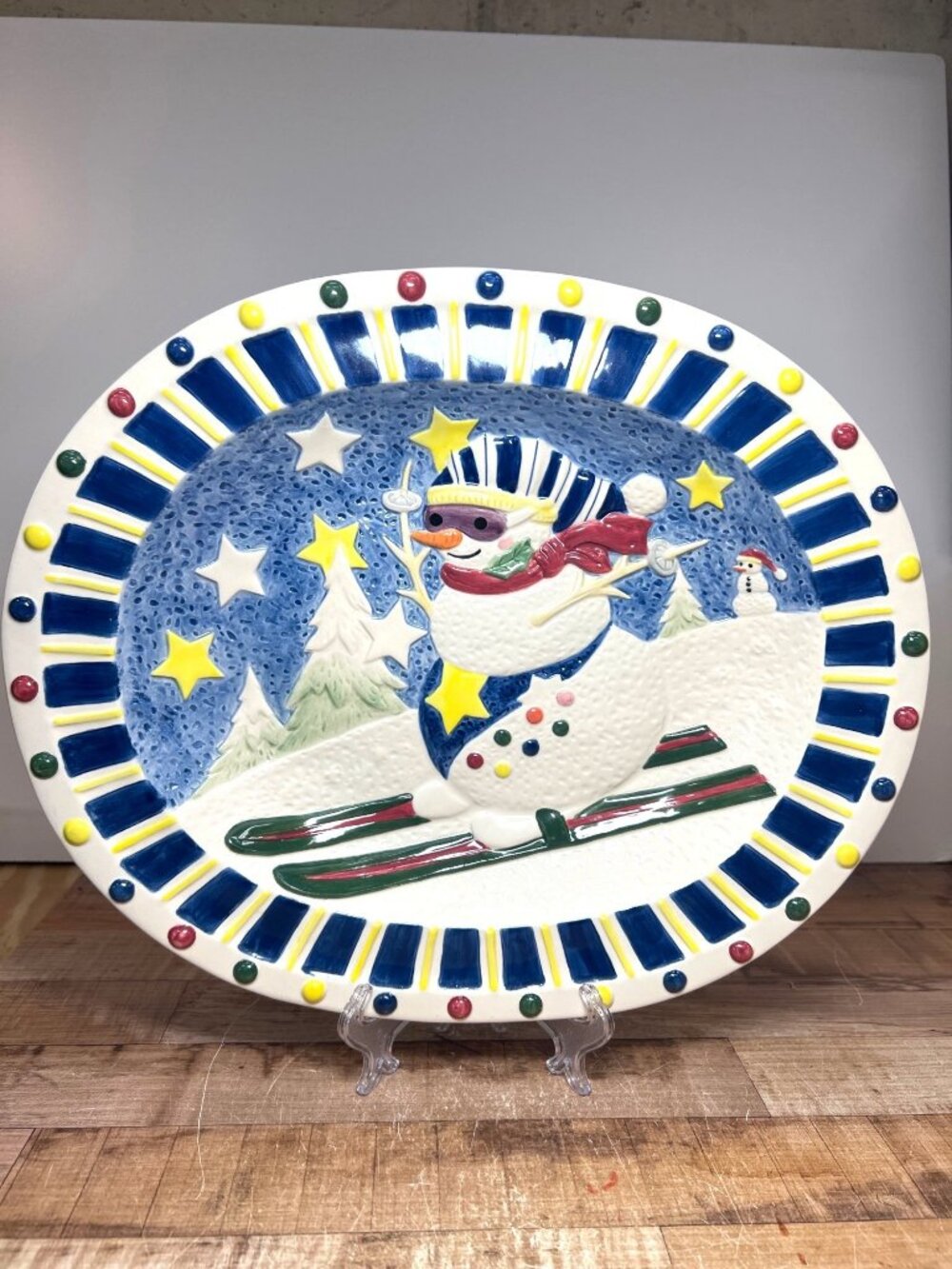 Noritake epoch COLLECTION SKIING Mr. Snowman Platter